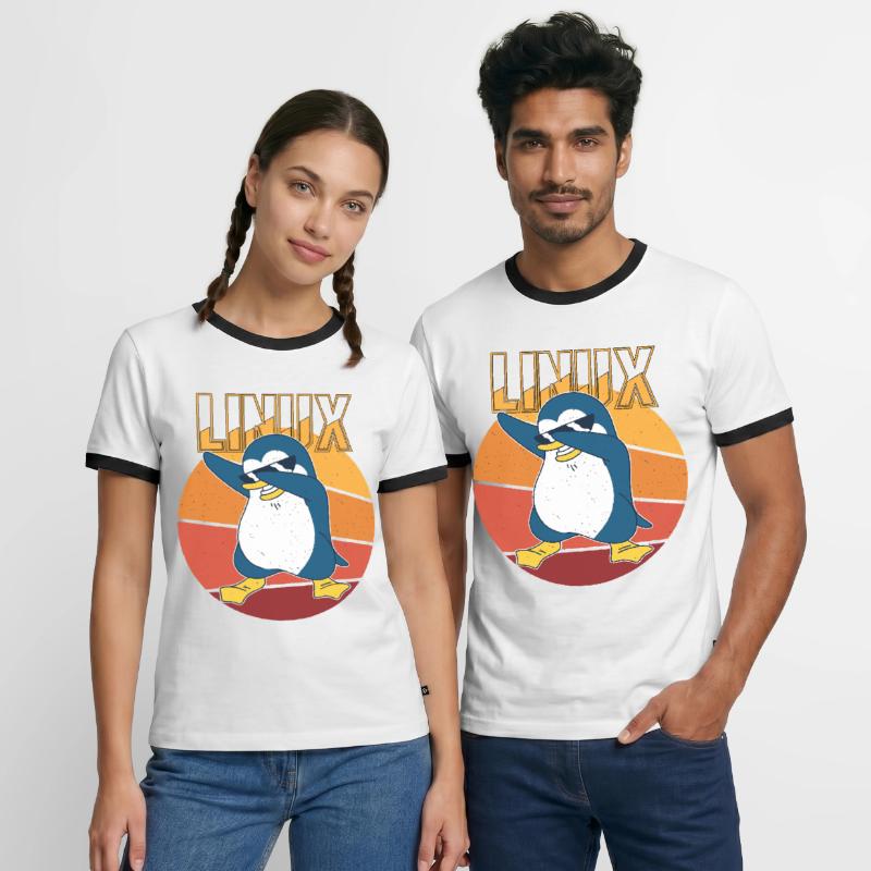 Linux Root Admin Cool Penguin Informatics Nerd Men's Ringer Shirt