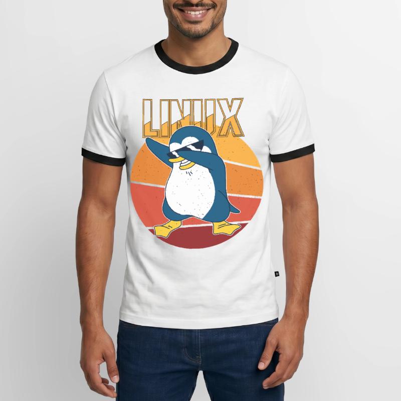 Linux Root Admin Cool Penguin Informatics Nerd Men's Ringer Shirt