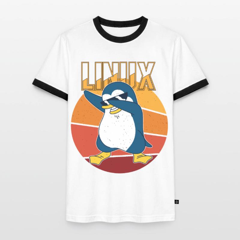 Linux Root Admin Cool Penguin Informatics Nerd Men's Ringer Shirt