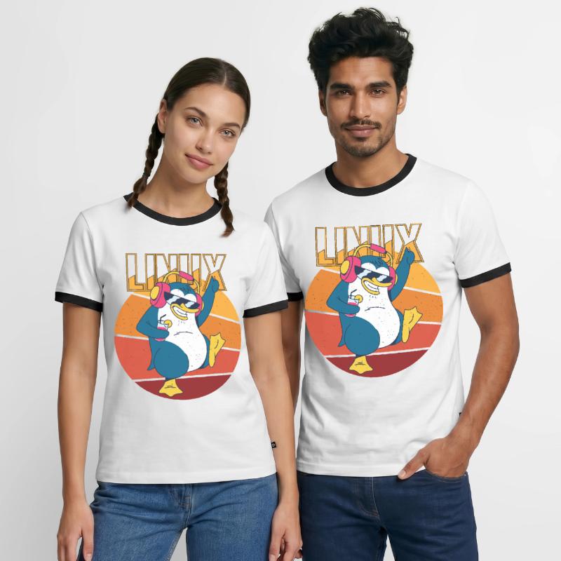 Party Linux Root Cool Penguin Nerd Game Programmer T-shirt contrasté Homme