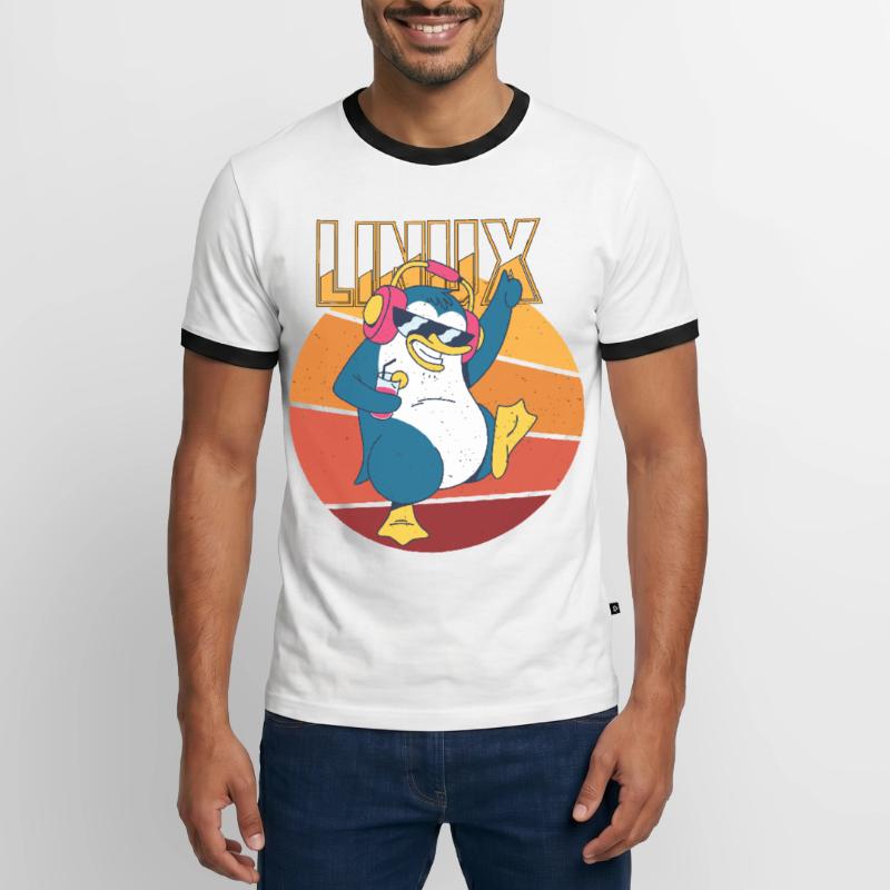Party Linux Root Cool Penguin Nerd Game Programmer T-shirt contrasté Homme