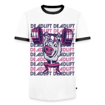 Deadlift Gym Workout Motivation Strong Bull Wt - Men's Ringer Shirt - white/black - Front - AI Model Female 172 light (172cm) & AI Model Male 178 dark (178cm)