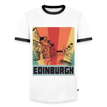 Ecosse-Souvenir-Edimbourg-Touriste écossais - T-shirt contrasté Homme - blanc/noir - Devant - AI Model Female 172 light (172cm) & AI Model Male 178 dark (178cm)
