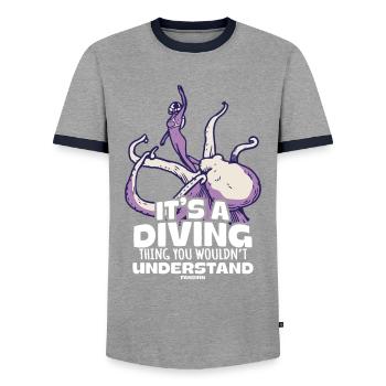 C’est une chose de plongée que vous ne comprendriez pas - T-shirt contrasté Homme - gris/marine  - Devant - AI Model Female 172 light (172cm) & AI Model Male 178 light (178cm)
