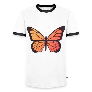 Mon papillon est mon Valentin - T-shirt contrasté Homme - blanc/noir - Devant - AI Model Female 172 light (172cm) & AI Model Male 178 dark (178cm)