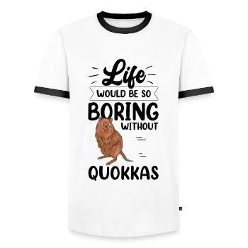Quokka langweilig ohne Beuteltier Quokka - Männer Kontrast-T-Shirt - Weiß/Schwarz - Vorne - AI Model Female 172 light (172cm) & AI Model Male 178 dark (178cm)