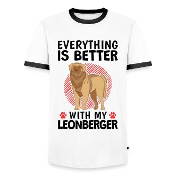Everything is better with my Leonberger - Men's Ringer Shirt - white/black - Front - AI Model Female 172 light (172cm) & AI Model Male 178 dark (178cm)