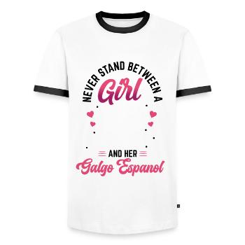 Ein Mädchen und ihr Galgo Espanol - Männer Kontrast-T-Shirt - Weiß/Schwarz - Vorne - AI Model Female 172 light (172cm) & AI Model Male 178 dark (178cm)