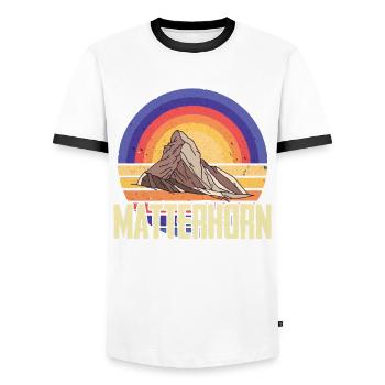 Alps Switzerland Matterhorn souvenir skiing mountain - Men's Ringer Shirt - white/black - Front - AI Model Female 172 light (172cm) & AI Model Male 178 dark (178cm)