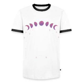 Moonphase phases of the moon moonlight - Men's Ringer Shirt - white/black - Front - AI Model Female 172 light (172cm) & AI Model Male 178 dark (178cm)