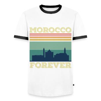 Morocco forever Africa Gibraltar Moroccan Souv - Men's Ringer Shirt - white/black - Front - AI Model Female 172 light (172cm) & AI Model Male 178 dark (178cm)