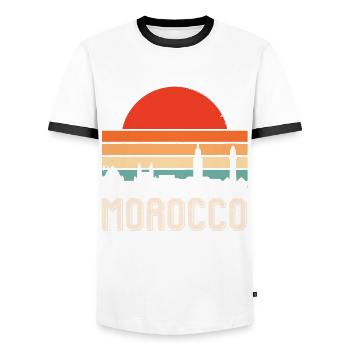 Morocco Skyline Africa Gibraltar Moroccan Souven - Men's Ringer Shirt - white/black - Front - AI Model Female 172 light (172cm) & AI Model Male 178 dark (178cm)