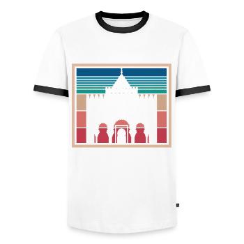 Souvenir Morocco Skyline Africa Gibraltar Moroccan - Men's Ringer Shirt - white/black - Front - AI Model Female 172 light (172cm) & AI Model Male 178 dark (178cm)