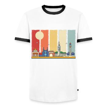 Africa Morocco Skyline Moroccan African Sun - Men's Ringer Shirt - white/black - Front - AI Model Female 172 light (172cm) & AI Model Male 178 dark (178cm)