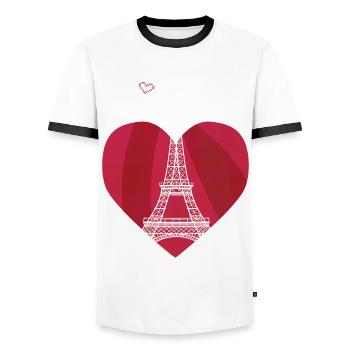 Cœur Touristique Tour Eiffel Souvenir de France - T-shirt contrasté Homme - blanc/noir - Devant - AI Model Female 172 light (172cm) & AI Model Male 178 dark (178cm)