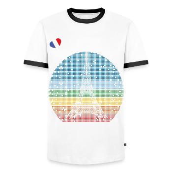 Love Paris Retro Tour Eiffel France Souvenir F - T-shirt contrasté Homme - blanc/noir - Devant - AI Model Female 172 light (172cm) & AI Model Male 178 dark (178cm)