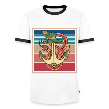 Ancre de serpent Serpents venimeux Serpents - T-shirt contrasté Homme - blanc/noir - Devant - AI Model Female 172 light (172cm) & AI Model Male 178 dark (178cm)