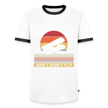 Crop Duster et moi ne pilotons pas un pulvérisateur d’avion - T-shirt contrasté Homme - blanc/noir - Devant - AI Model Female 172 light (172cm) & AI Model Male 178 dark (178cm)