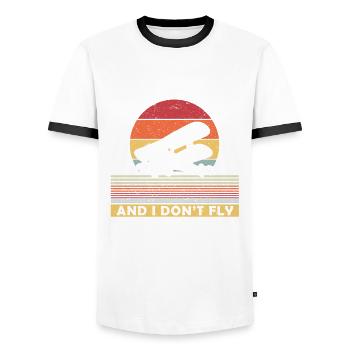 Crop Duster et moi ne pilotons pas un pulvérisateur d’avion - T-shirt contrasté Homme - blanc/noir - Devant - AI Model Female 172 light (172cm) & AI Model Male 178 dark (178cm)