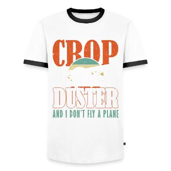 Crop Duster et moi ne pilotons pas un pulvérisateur d’avion - T-shirt contrasté Homme - blanc/noir - Devant - AI Model Female 172 light (172cm) & AI Model Male 178 dark (178cm)