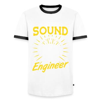 Détendez-vous l’ingénieur du son est ici Tontechniker - T-shirt contrasté Homme - blanc/noir - Devant - AI Model Female 172 light (172cm) & AI Model Male 178 dark (178cm)