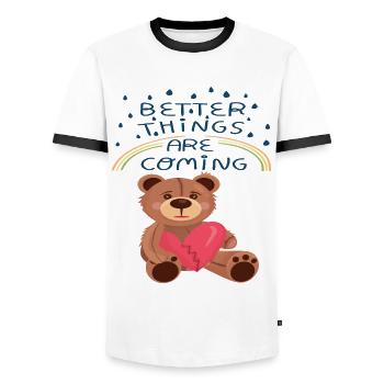 Teddy Broken Heart Teddy Bear Better Things are co - Männer Kontrast-T-Shirt - Weiß/Schwarz - Vorne - AI Model Female 172 light (172cm) & AI Model Male 178 dark (178cm)