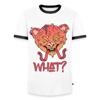 Teddy funny what creepy horror murderous teddy - Men's Ringer Shirt - white/black - Front - AI Model Female 172 light (172cm) & AI Model Male 178 dark (178cm)