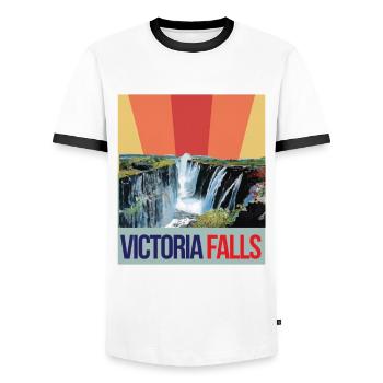 Wasserfall-Souvenir Afrika Victoria Falls Simbabwe - Männer Kontrast-T-Shirt - Weiß/Schwarz - Vorne - AI Model Female 172 light (172cm) & AI Model Male 178 dark (178cm)