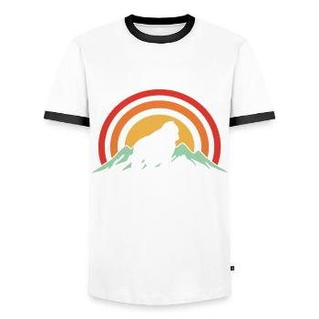 Virunga National Park-Souvenir-Gorilla-Africa-Congo - Men's Ringer Shirt - white/black - Front - AI Model Female 172 light (172cm) & AI Model Male 178 dark (178cm)