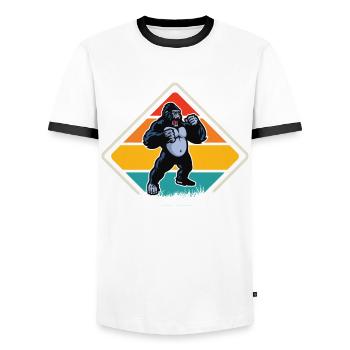 Gorilla-Virunga-National Park-Souvenir-Africa-Congo - Men's Ringer Shirt - white/black - Front - AI Model Female 172 light (172cm) & AI Model Male 178 dark (178cm)