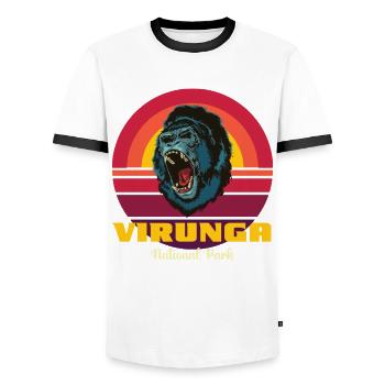 Virunga Park in Congo Gorilla Safari Souvenir Afri - Men's Ringer Shirt - white/black - Front - AI Model Female 172 light (172cm) & AI Model Male 178 dark (178cm)