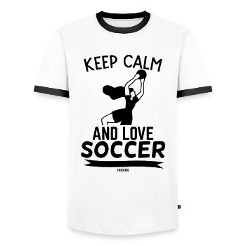 Goalkeeper Woman Girl Daughter Sports - Men's Ringer Shirt - white/black - Front - AI Model Female 172 light (172cm) & AI Model Male 178 dark (178cm)