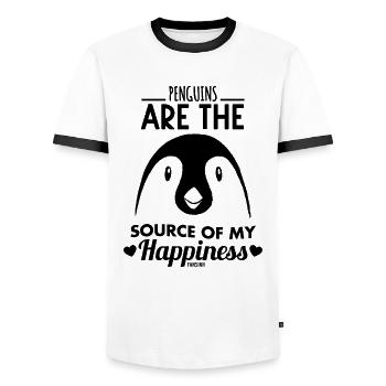 Manchot Pôle Sud Oiseau de mer Antarctique - T-shirt contrasté Homme - blanc/noir - Devant - AI Model Female 172 light (172cm) & AI Model Male 178 dark (178cm)