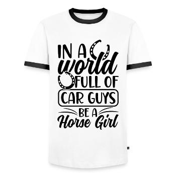 Reiter Sprüche Reiterin Pferde - Männer Kontrast-T-Shirt - Weiß/Schwarz - Vorne - AI Model Female 172 light (172cm) & AI Model Male 178 dark (178cm)