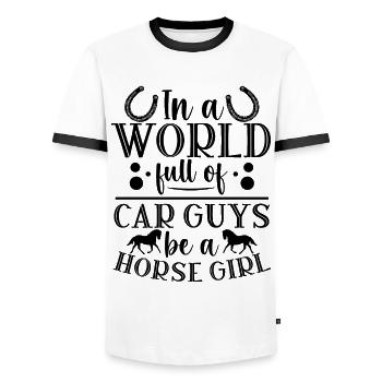 Reiter Sprüche Reiterin Pferde - Männer Kontrast-T-Shirt - Weiß/Schwarz - Vorne - AI Model Female 172 light (172cm) & AI Model Male 178 dark (178cm)