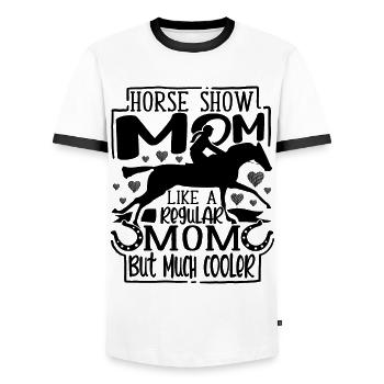Equestrian Tournament Mama Riding Rider Horse Rider - Men's Ringer Shirt - white/black - Front - AI Model Female 172 light (172cm) & AI Model Male 178 dark (178cm)