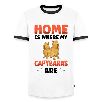 Zuhause ist wo mein Capybara ist Capybaras - Männer Kontrast-T-Shirt - Weiß/Schwarz - Vorne - AI Model Female 172 light (172cm) & AI Model Male 178 dark (178cm)