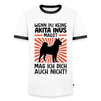 Akita Inu nicht mögen japanischer Spitz - Männer Kontrast-T-Shirt - Weiß/Schwarz - Vorne - AI Model Female 172 light (172cm) & AI Model Male 178 dark (178cm)