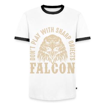 Falcon Sharp objects Falconry Eagle Goshawk Falk - Men's Ringer Shirt - white/black - Front - AI Model Female 172 light (172cm) & AI Model Male 178 dark (178cm)