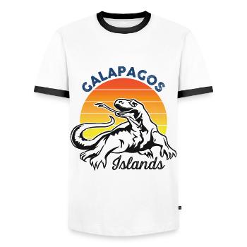 Lizard Galapagos Islands Ecuador Ozea National Park - Men's Ringer Shirt - white/black - Front - AI Model Female 172 light (172cm) & AI Model Male 178 dark (178cm)