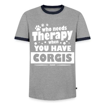 Wales Dog Breed Dog Love Puppy Gift - Men's Ringer Shirt - grey/navy  - Front - AI Model Female 172 light (172cm) & AI Model Male 178 light (178cm)