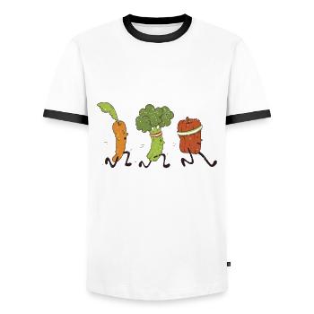 Karotte Paprika Brokkoli Mama vegan - Männer Kontrast-T-Shirt - Weiß/Schwarz - Vorne - AI Model Female 172 light (172cm) & AI Model Male 178 dark (178cm)