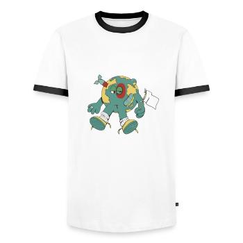 our planet Earth wants world peace - Men's Ringer Shirt - white/black - Front - AI Model Female 172 light (172cm) & AI Model Male 178 dark (178cm)
