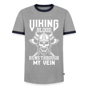 Wikinger Blut Krieger Axt Walhalla Warriors Mythol - Männer Kontrast-T-Shirt - Grau/Navy  - Vorne - AI Model Female 172 light (172cm) & AI Model Male 178 light (178cm)