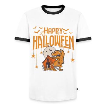 T-Rex Funny Halloween Spider Bat Horror Costume Din - Men's Ringer Shirt - white/black - Front - AI Model Female 172 light (172cm) & AI Model Male 178 dark (178cm)