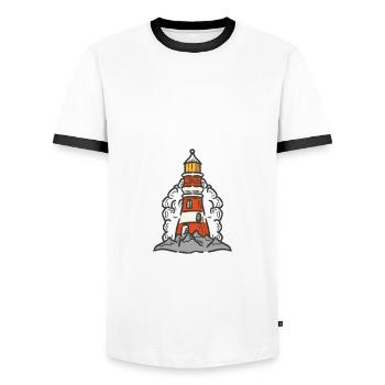 Phare Hope Ancre Mer Océan Capitaine Nauti - T-shirt contrasté Homme - blanc/noir - Devant - AI Model Female 172 light (172cm) & AI Model Male 178 dark (178cm)