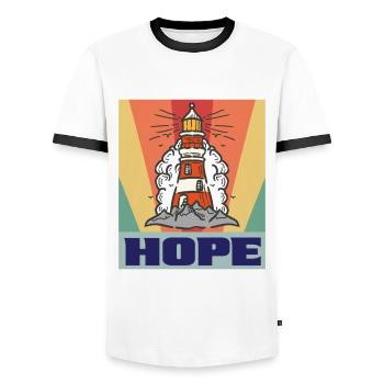 Be Light Lighthouse Anchor Sea Nautical Ocean Cape - T-shirt contrasté Homme - blanc/noir - Devant - AI Model Female 172 light (172cm) & AI Model Male 178 dark (178cm)