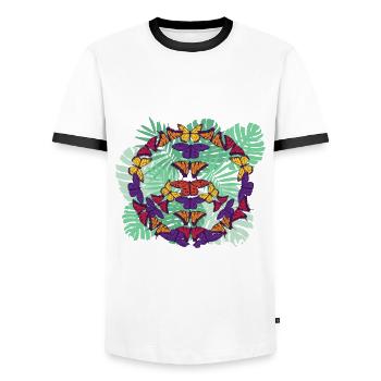 Be Kind Peace Hippie Love Freedom and G - Men's Ringer Shirt - white/black - Front - AI Model Female 172 light (172cm) & AI Model Male 178 dark (178cm)