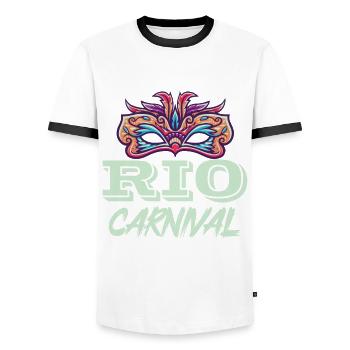 Carnaval Rio de Janeiro Brésil Carnaval Masque F - T-shirt contrasté Homme - blanc/noir - Devant - AI Model Female 172 light (172cm) & AI Model Male 178 dark (178cm)