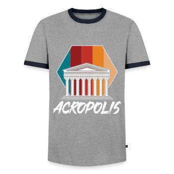 Griechenland Antike Akropolis Griechisch Athen Par - Männer Kontrast-T-Shirt - Grau/Navy  - Vorne - AI Model Female 172 light (172cm) & AI Model Male 178 light (178cm)